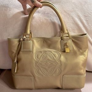 LOEWE Anagram Gold Leather Tote Hand Bag